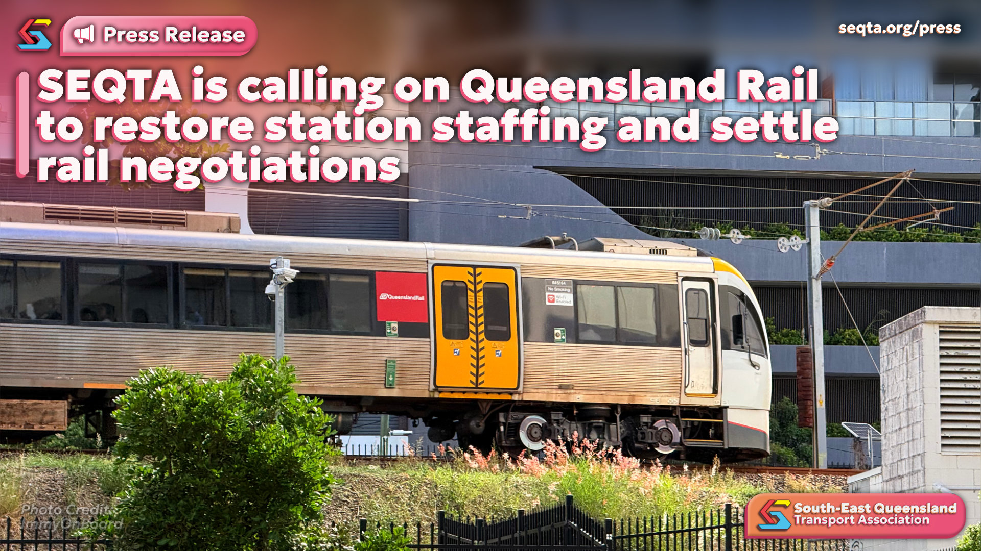 Queensland Rail train at a station
